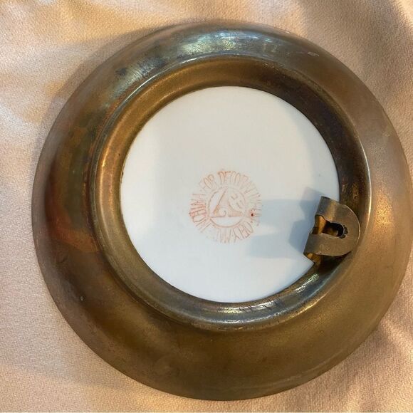 Mid century Porcelain Floral and Duck Brass Bowl set for hanging or display - Picture 11 of 17